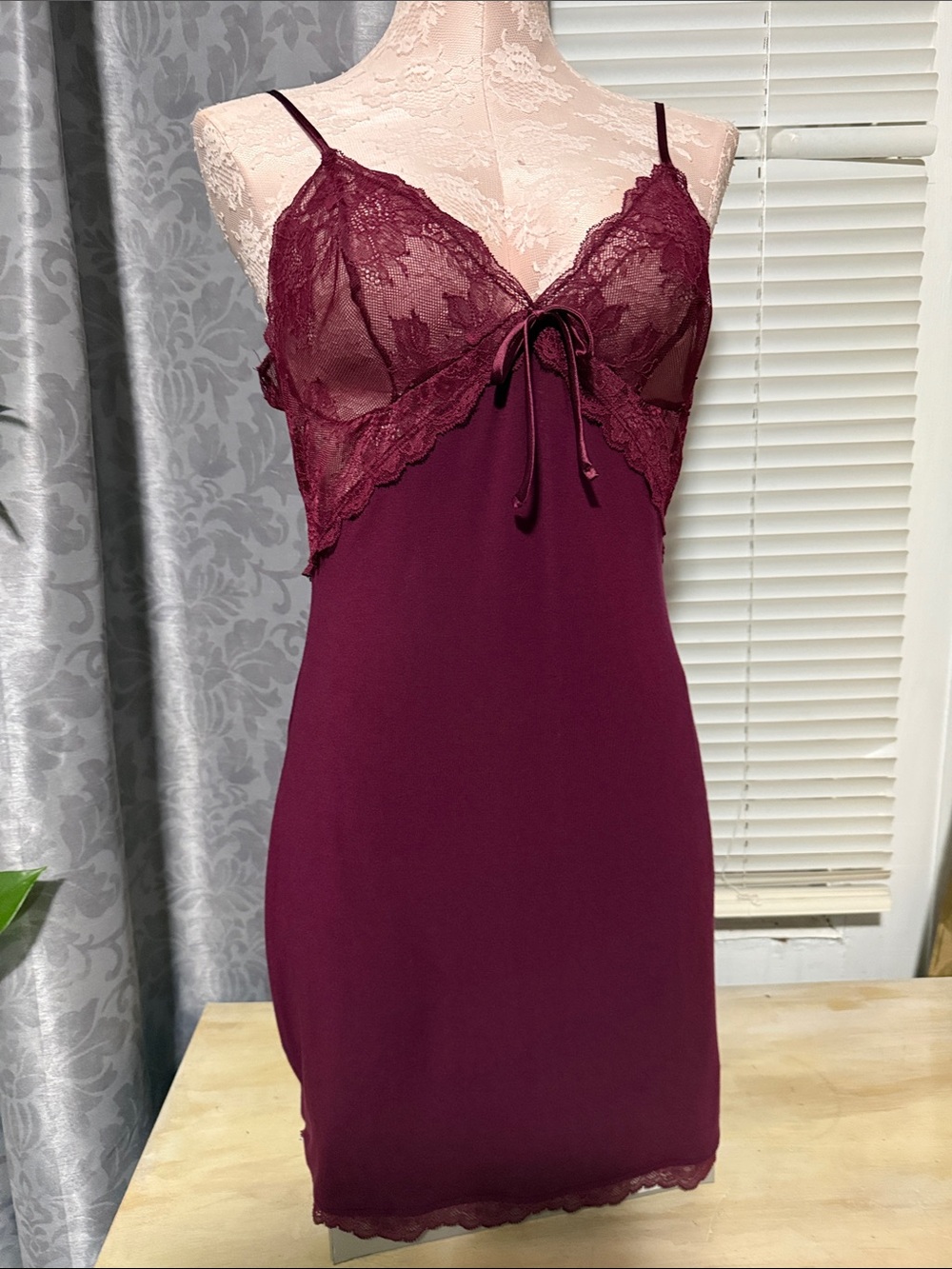 Victoria's Secret Wine Lace-Trim Slip Chemise